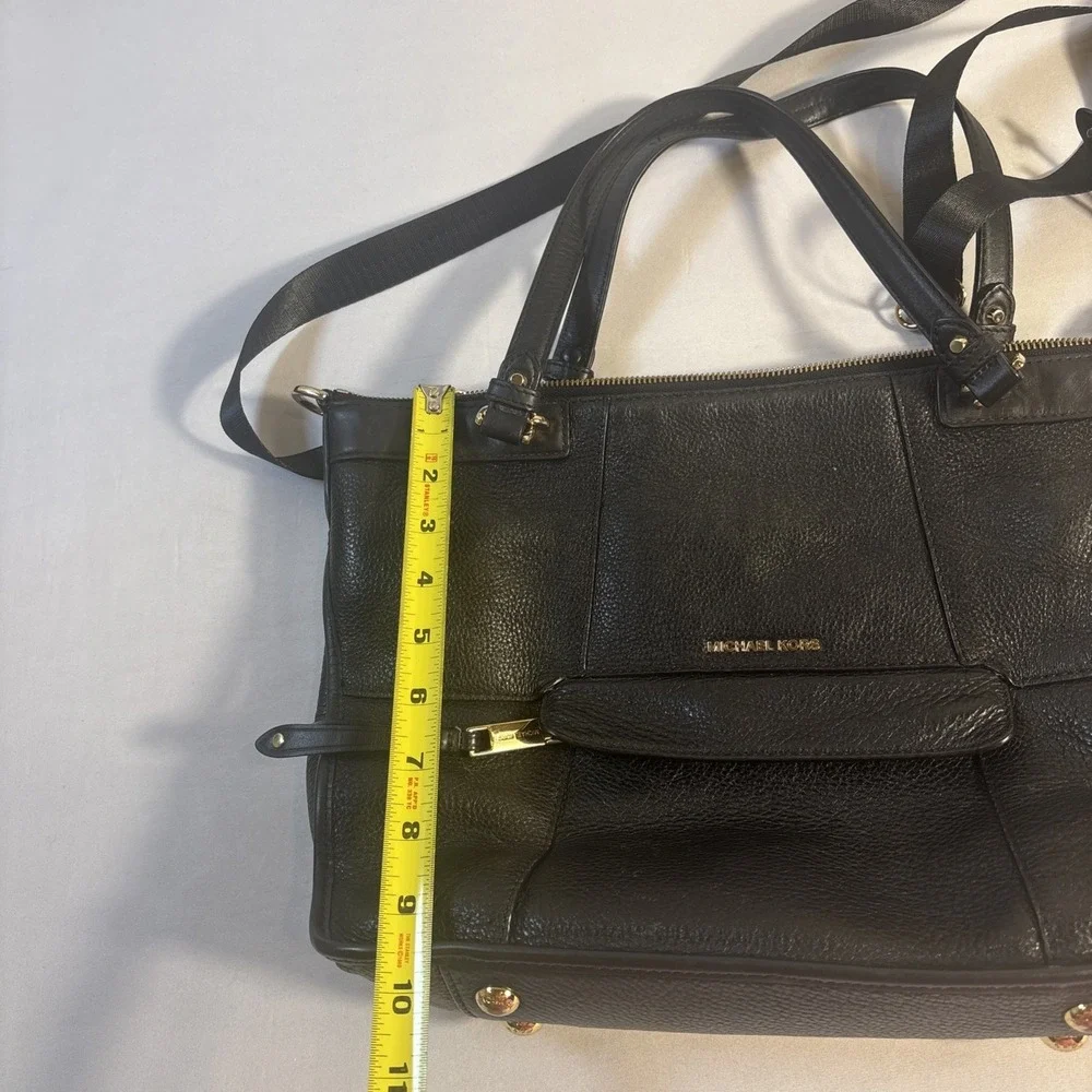 Michael‎ Kors Jesse Large Satchel Shoulder Bag Black Pebble Leather Purse